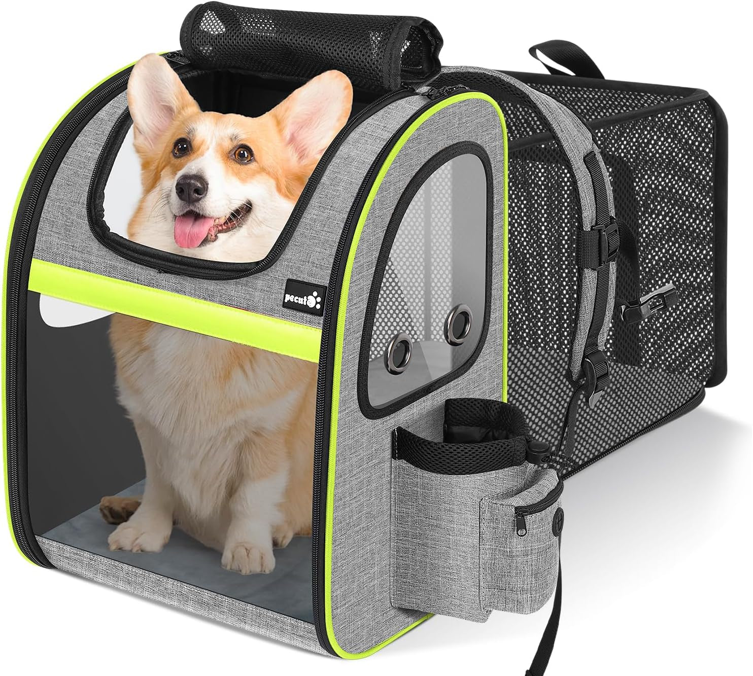 Cat Backpack Carrier Expandable, Pet Backpack for Cats & Small Dogs up to 11Lbs, with 4-Side Breathable Mesh, Multi-Entry & Lockable Zippers for Travel, Hiking, Camping - Hands Free, Blue