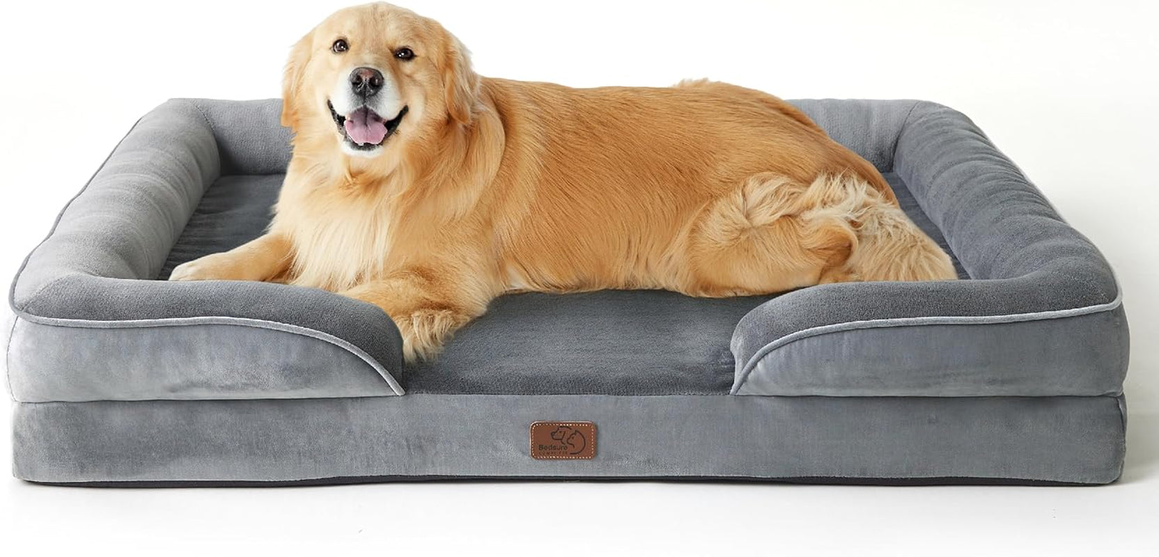Orthopedic Dog Bed Medium Size Dogs - Washable Small Medium Dog Cat Bed Waterproof, Comfort Cats Couch Sofa with Washable Removable Cover, Pets Bed with Nonskid Bottom, Grey, 28"
