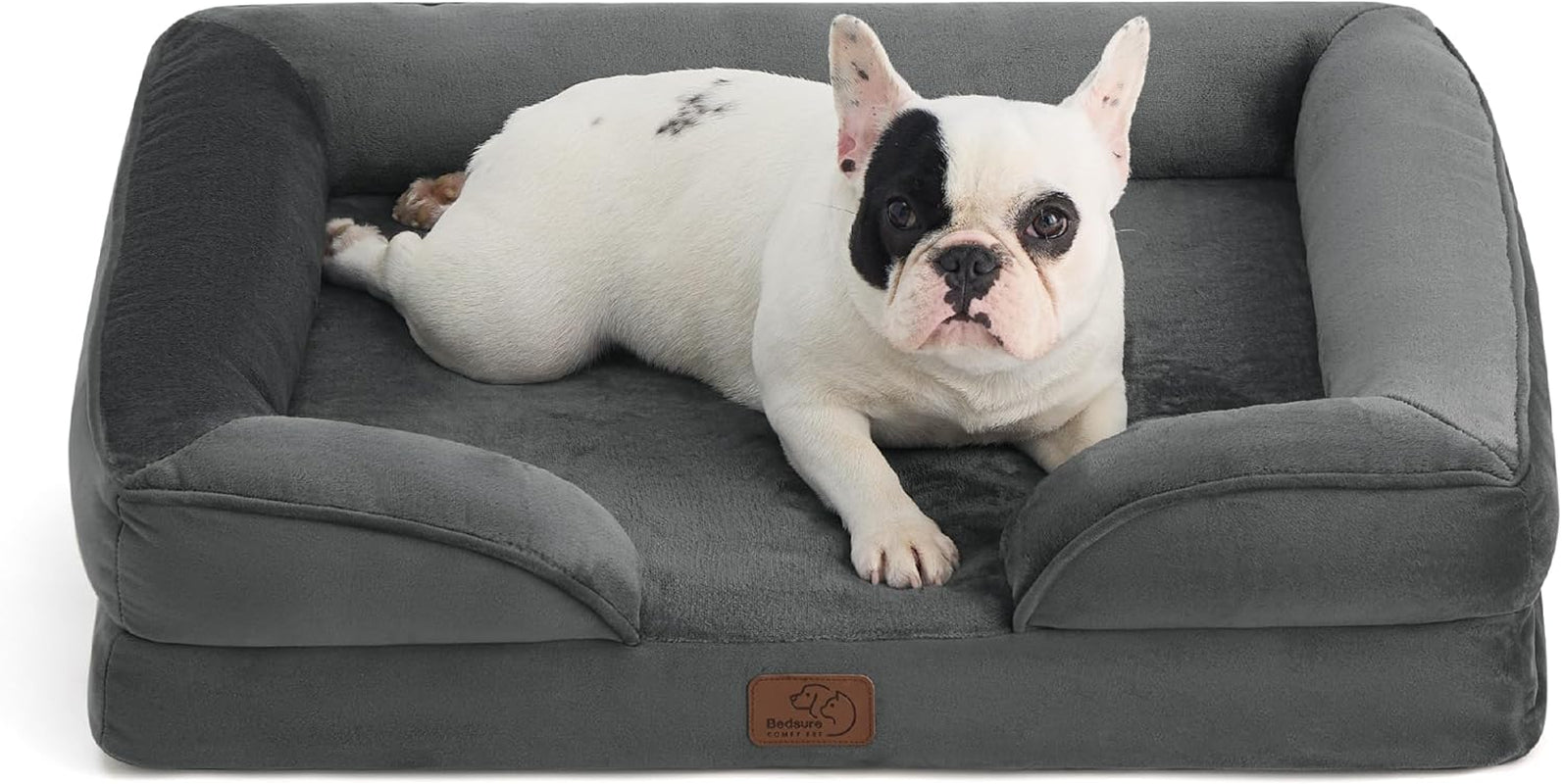 Orthopedic Dog Bed Medium Size Dogs - Washable Small Medium Dog Cat Bed Waterproof, Comfort Cats Couch Sofa with Washable Removable Cover, Pets Bed with Nonskid Bottom, Grey, 28"