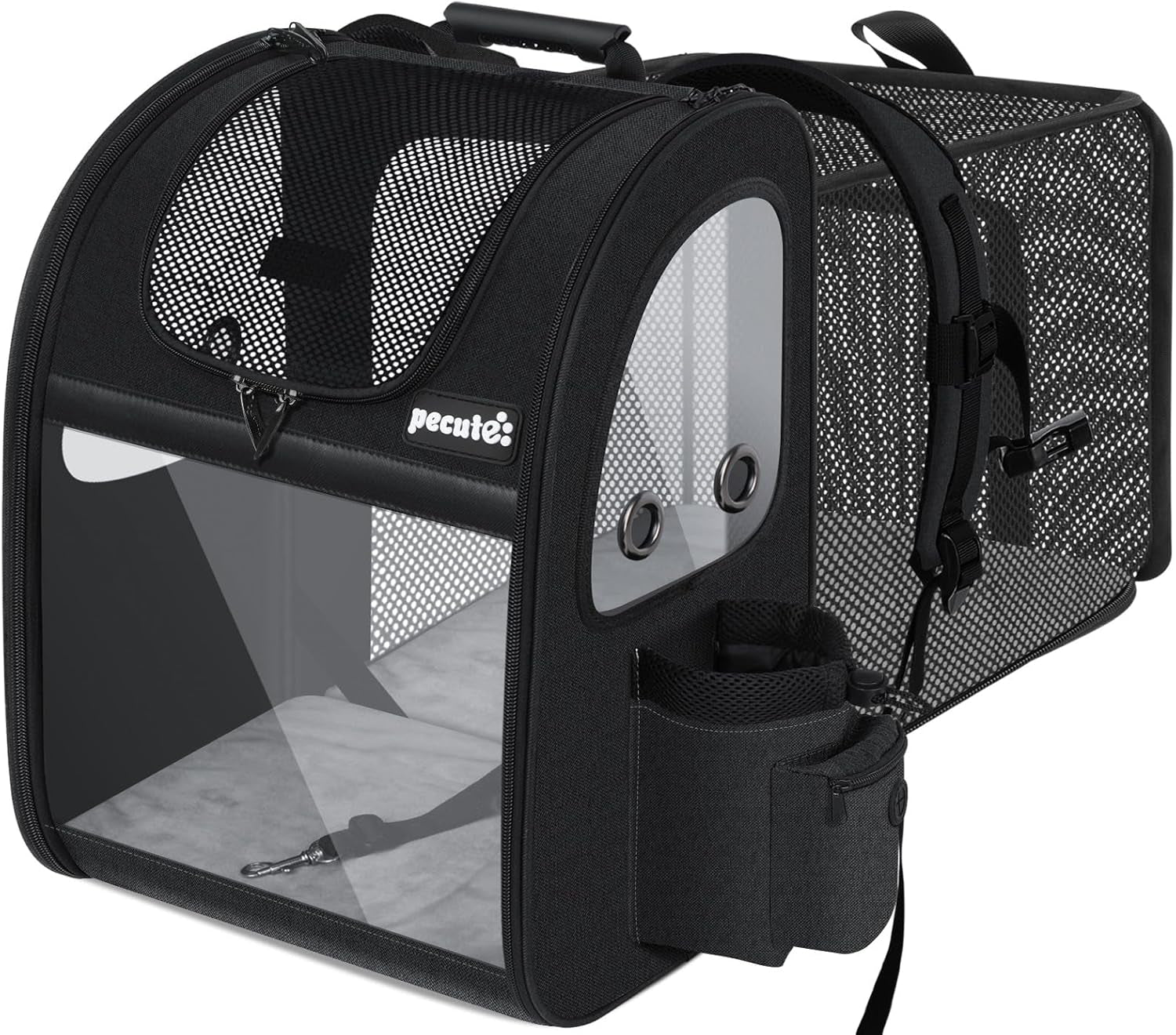 Cat Backpack Carrier Expandable, Pet Backpack for Cats & Small Dogs up to 11Lbs, with 4-Side Breathable Mesh, Multi-Entry & Lockable Zippers for Travel, Hiking, Camping - Hands Free, Blue
