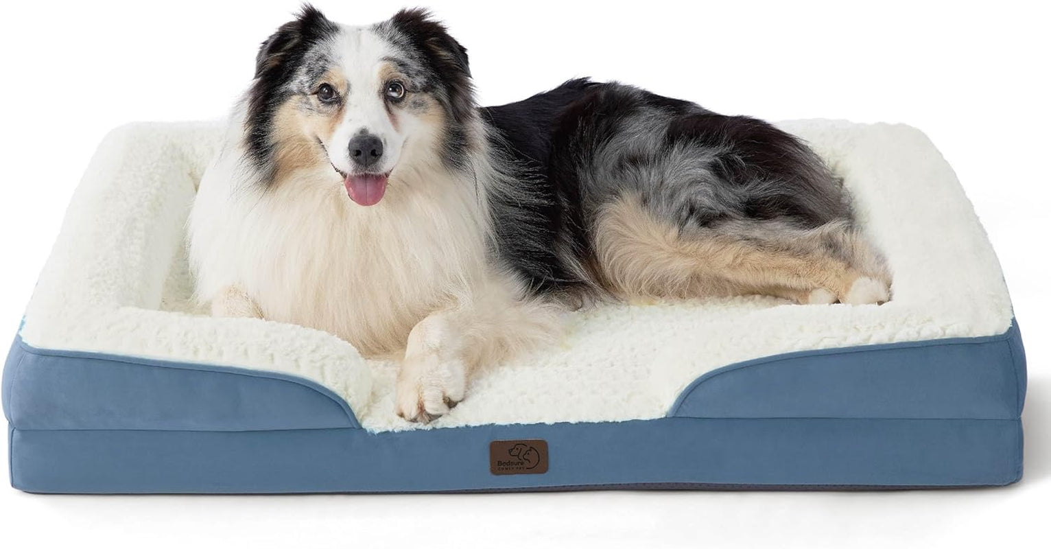 Orthopedic Dog Bed Medium Size Dogs - Washable Small Medium Dog Cat Bed Waterproof, Comfort Cats Couch Sofa with Washable Removable Cover, Pets Bed with Nonskid Bottom, Grey, 28"