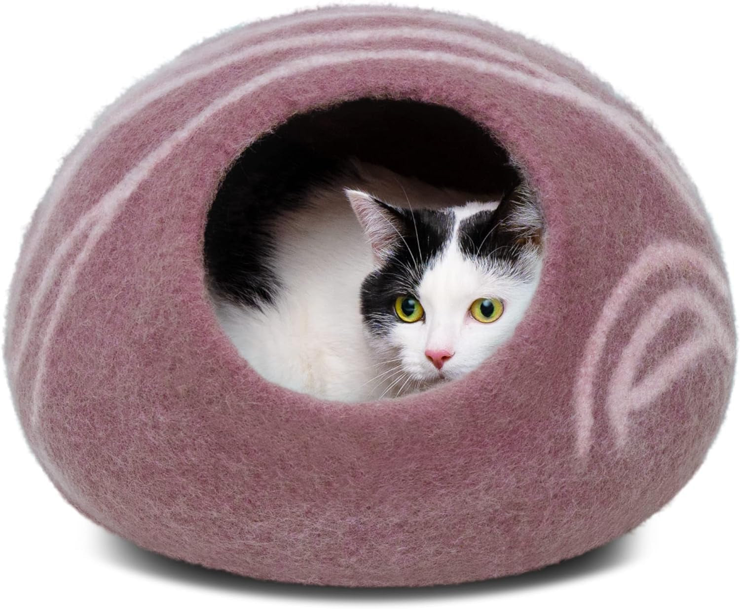 Cat Cave – Premium Felt Cat Bed for Indoor Cats, Handmade Merino Wool (Light Grey, Medium)