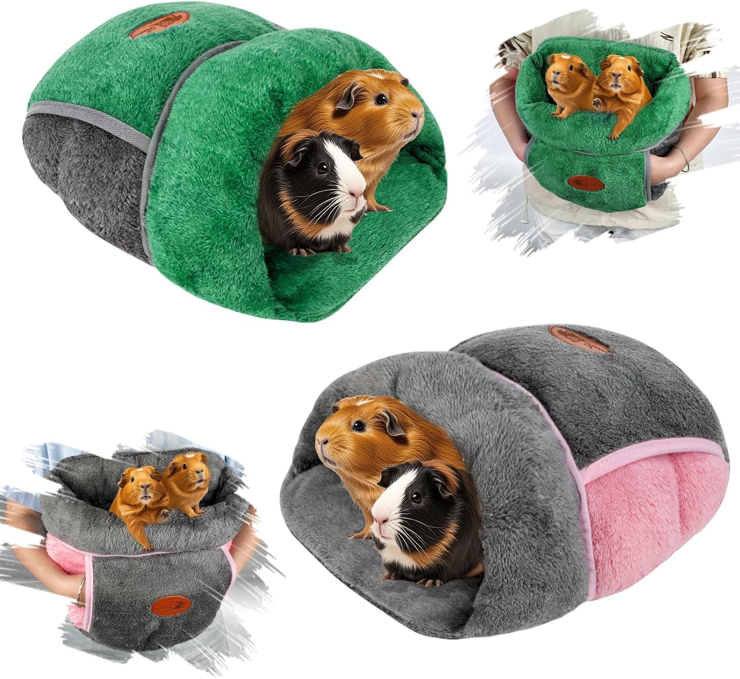 Guinea Pig Bed Cuddle Cave Warm Fleece Cozy House Bedding Sleeping Cushion Cage Nest for Small Animal Squirrel Chinchilla Hedgehog Cage Accessories Brown