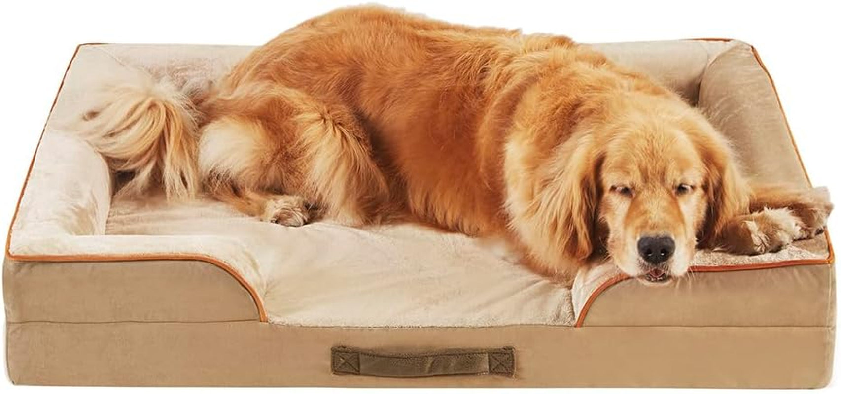 Chester Small Dog Bed - Orthopedic Memory Foam Mattress, Calming Couch, Wall Rim Pillow, Water Resistant, Washable Cover, Non-Slip, Cocoa Brown