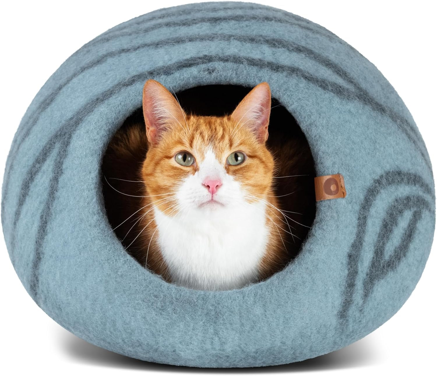 Cat Cave – Premium Felt Cat Bed for Indoor Cats, Handmade Merino Wool (Light Grey, Medium)