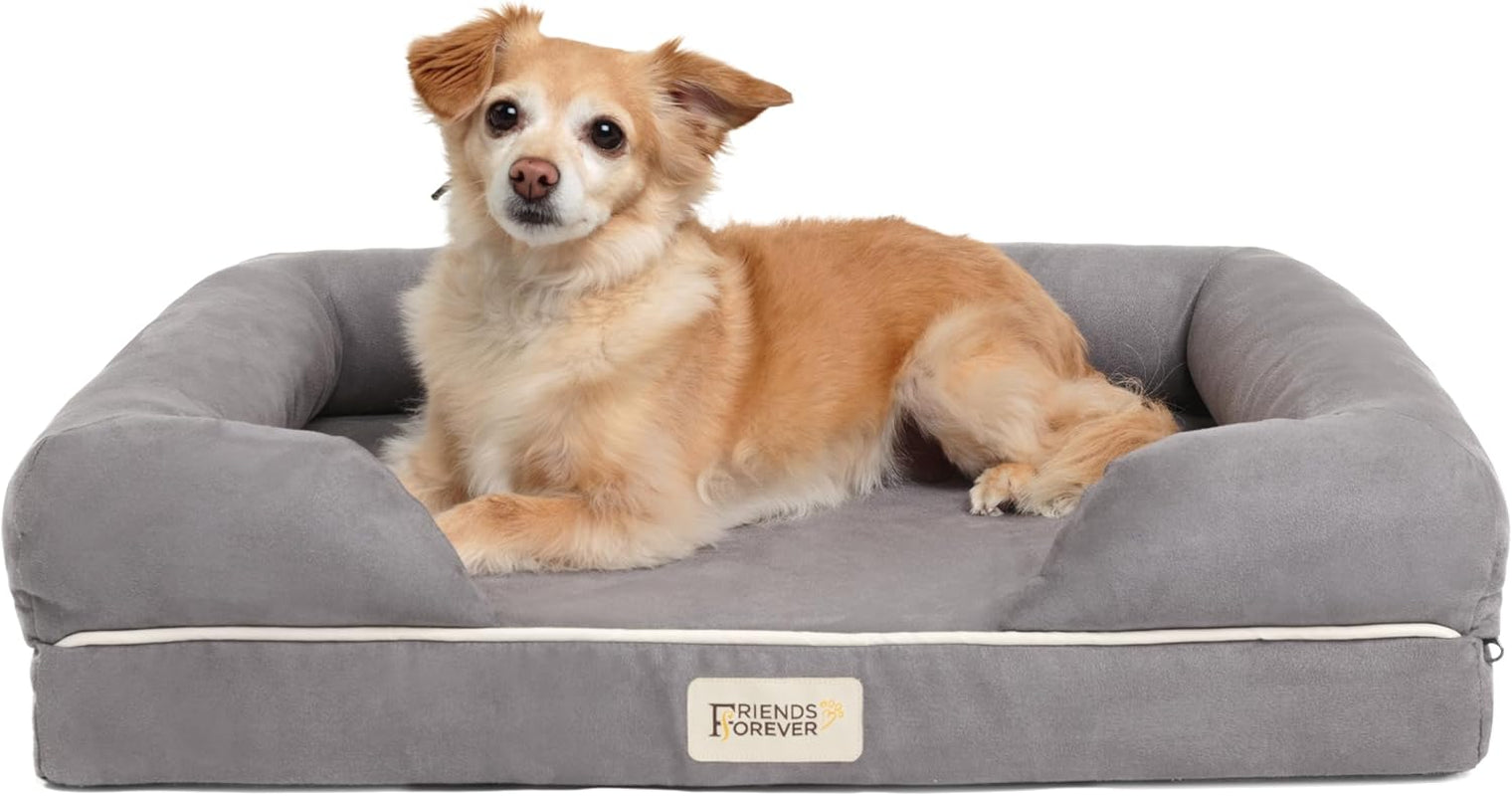 Chester Small Dog Bed - Orthopedic Memory Foam Mattress, Calming Couch, Wall Rim Pillow, Water Resistant, Washable Cover, Non-Slip, Cocoa Brown
