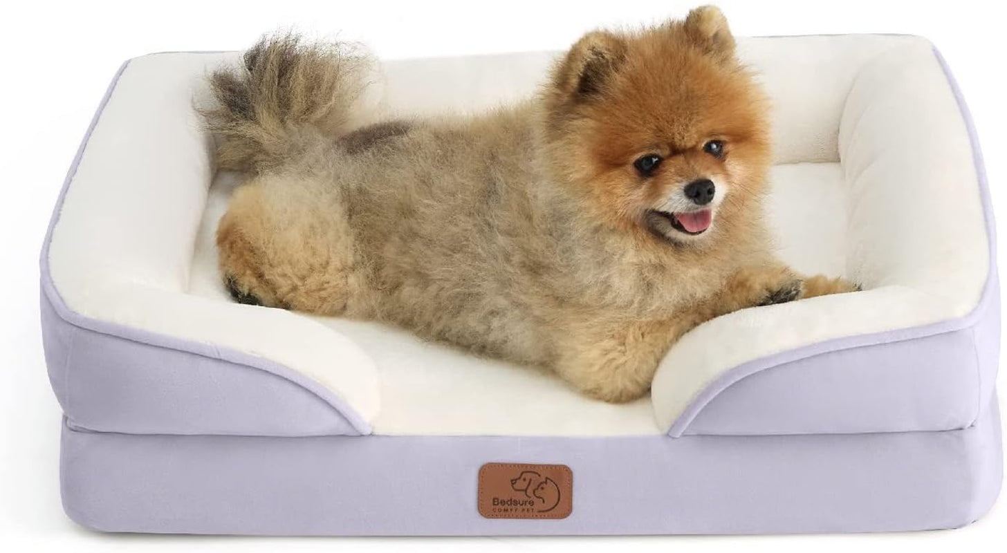 Orthopedic Dog Bed Medium Size Dogs - Washable Small Medium Dog Cat Bed Waterproof, Comfort Cats Couch Sofa with Washable Removable Cover, Pets Bed with Nonskid Bottom, Grey, 28"