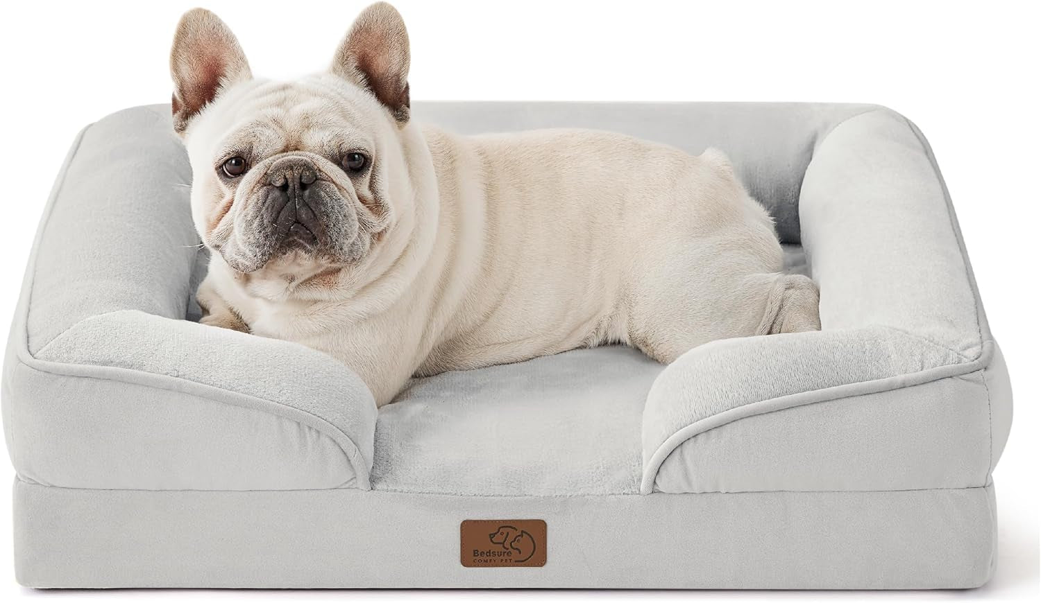 Orthopedic Dog Bed Medium Size Dogs - Washable Small Medium Dog Cat Bed Waterproof, Comfort Cats Couch Sofa with Washable Removable Cover, Pets Bed with Nonskid Bottom, Grey, 28"