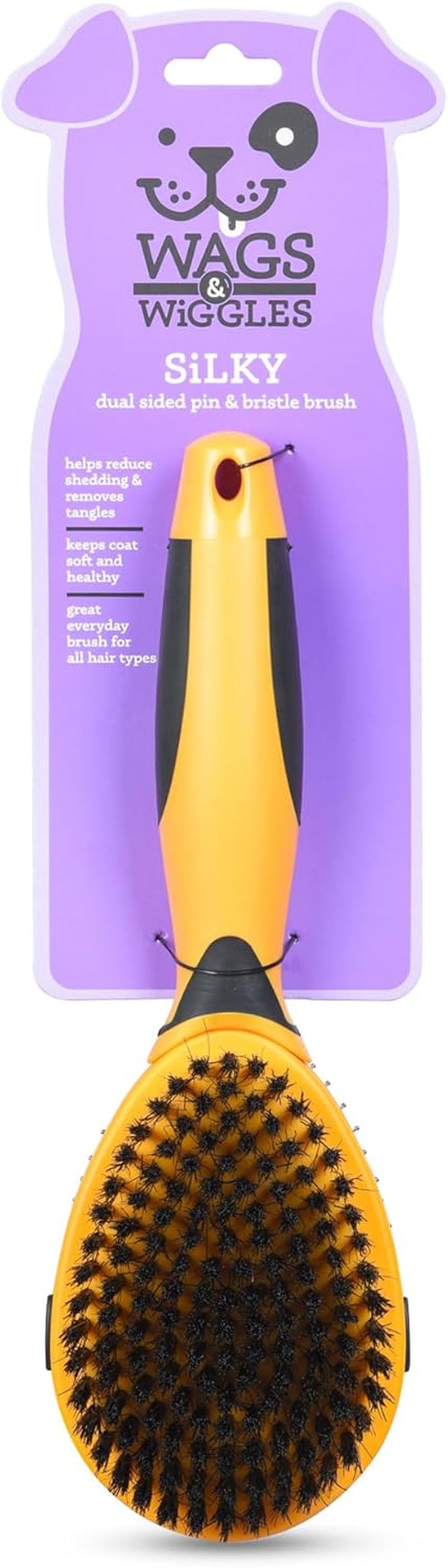 Two-Sided Brush for Small and Long-Haired Dogs | 2-In-1 Bristle and Straight Pin Grooming Supplies for All Dogs