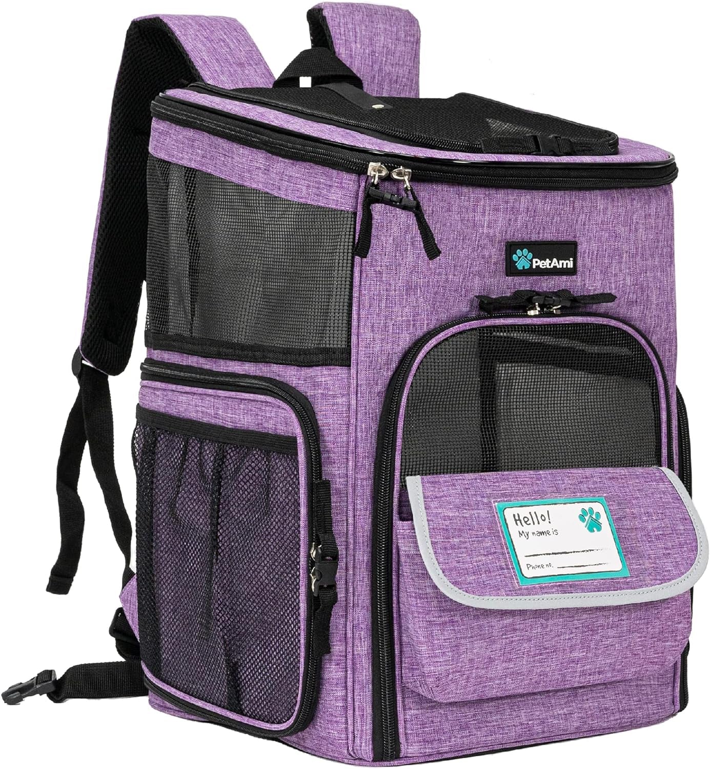 Dog Backpack Carrier, Airline Approved Cat Backpacks for Carrying Small Large Cats, Pet Carrier Back Pack, Ventilated Soft Sided for Travel, Hiking, Camping, Max 18 Lbs, Navy