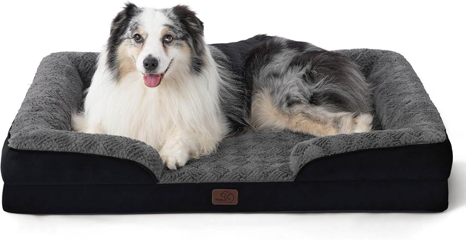 Orthopedic Dog Bed Medium Size Dogs - Washable Small Medium Dog Cat Bed Waterproof, Comfort Cats Couch Sofa with Washable Removable Cover, Pets Bed with Nonskid Bottom, Grey, 28"