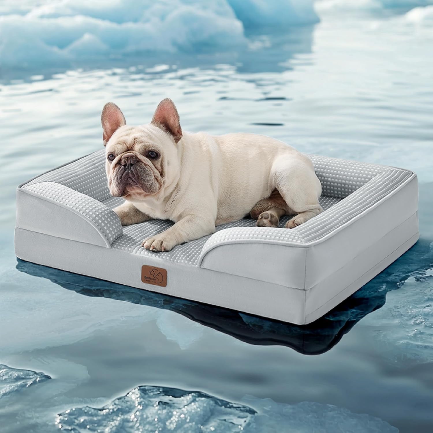 Orthopedic Dog Bed Medium Size Dogs - Washable Small Medium Dog Cat Bed Waterproof, Comfort Cats Couch Sofa with Washable Removable Cover, Pets Bed with Nonskid Bottom, Grey, 28"