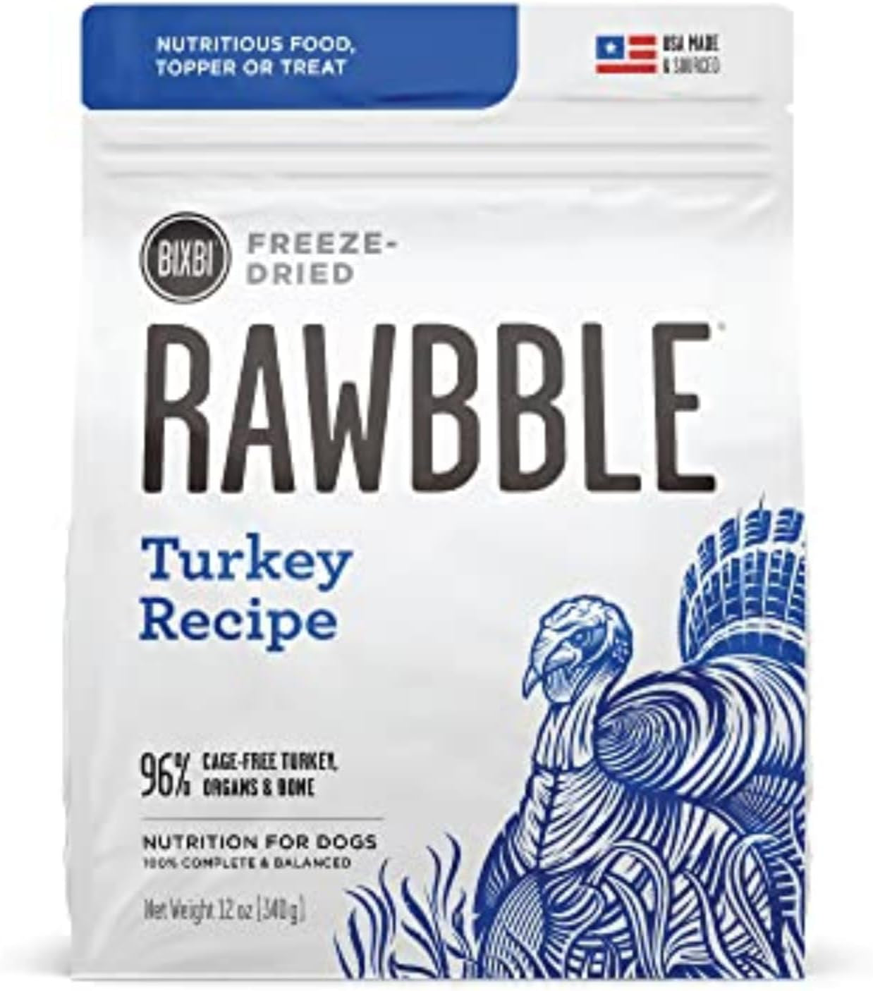 Liberty Freeze-Dried Dog Food Topper & Treats, Pork – 97% Meat & Organs, No Refrigeration – USA Made, 12 Oz
