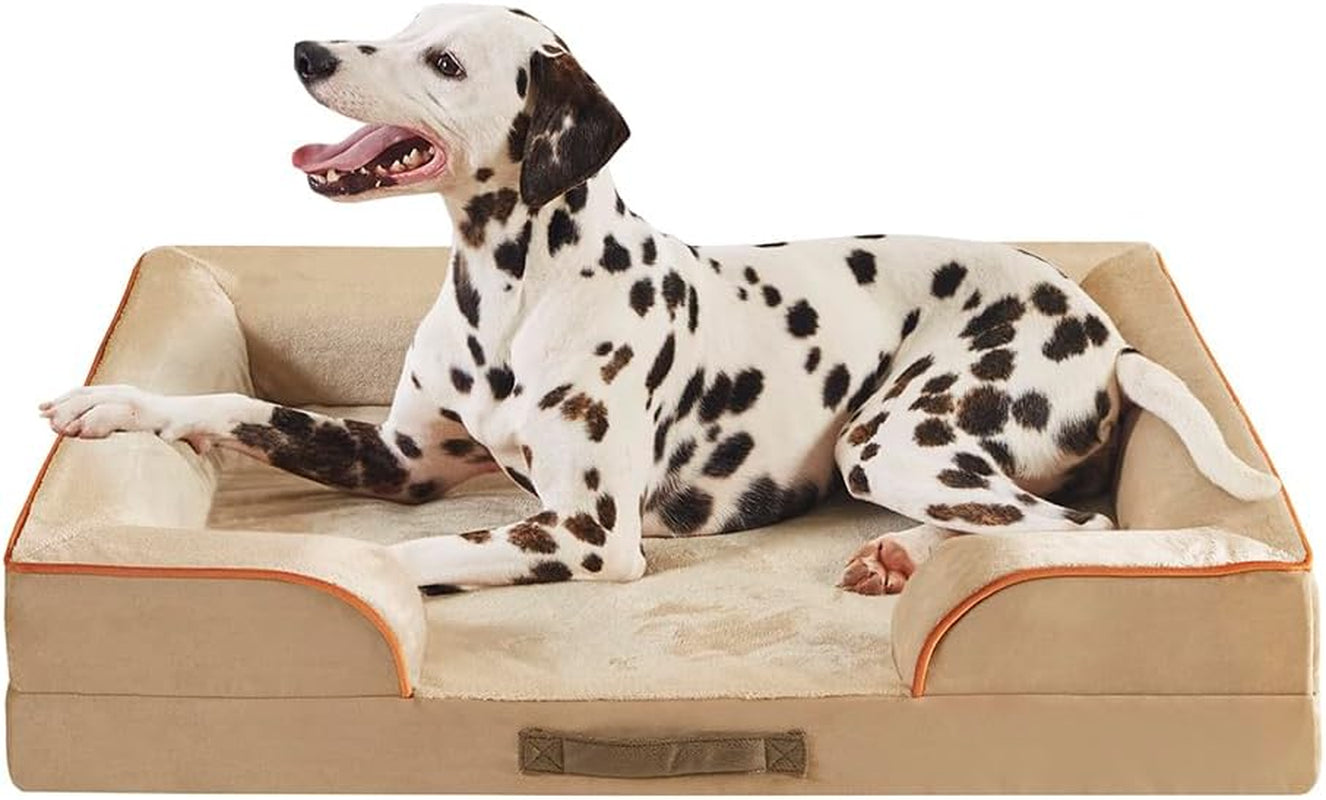 Chester Small Dog Bed - Orthopedic Memory Foam Mattress, Calming Couch, Wall Rim Pillow, Water Resistant, Washable Cover, Non-Slip, Cocoa Brown