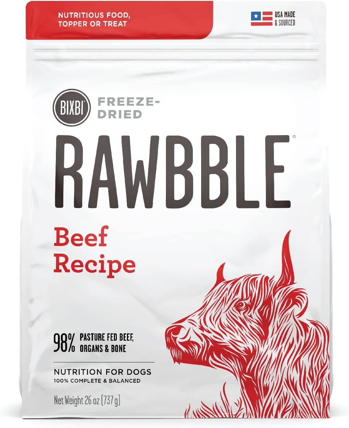 Liberty Freeze-Dried Dog Food Topper & Treats, Pork – 97% Meat & Organs, No Refrigeration – USA Made, 12 Oz