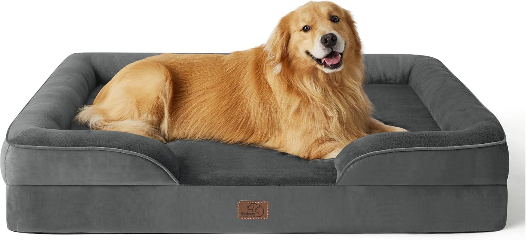 Orthopedic Dog Bed Medium Size Dogs - Washable Small Medium Dog Cat Bed Waterproof, Comfort Cats Couch Sofa with Washable Removable Cover, Pets Bed with Nonskid Bottom, Grey, 28"
