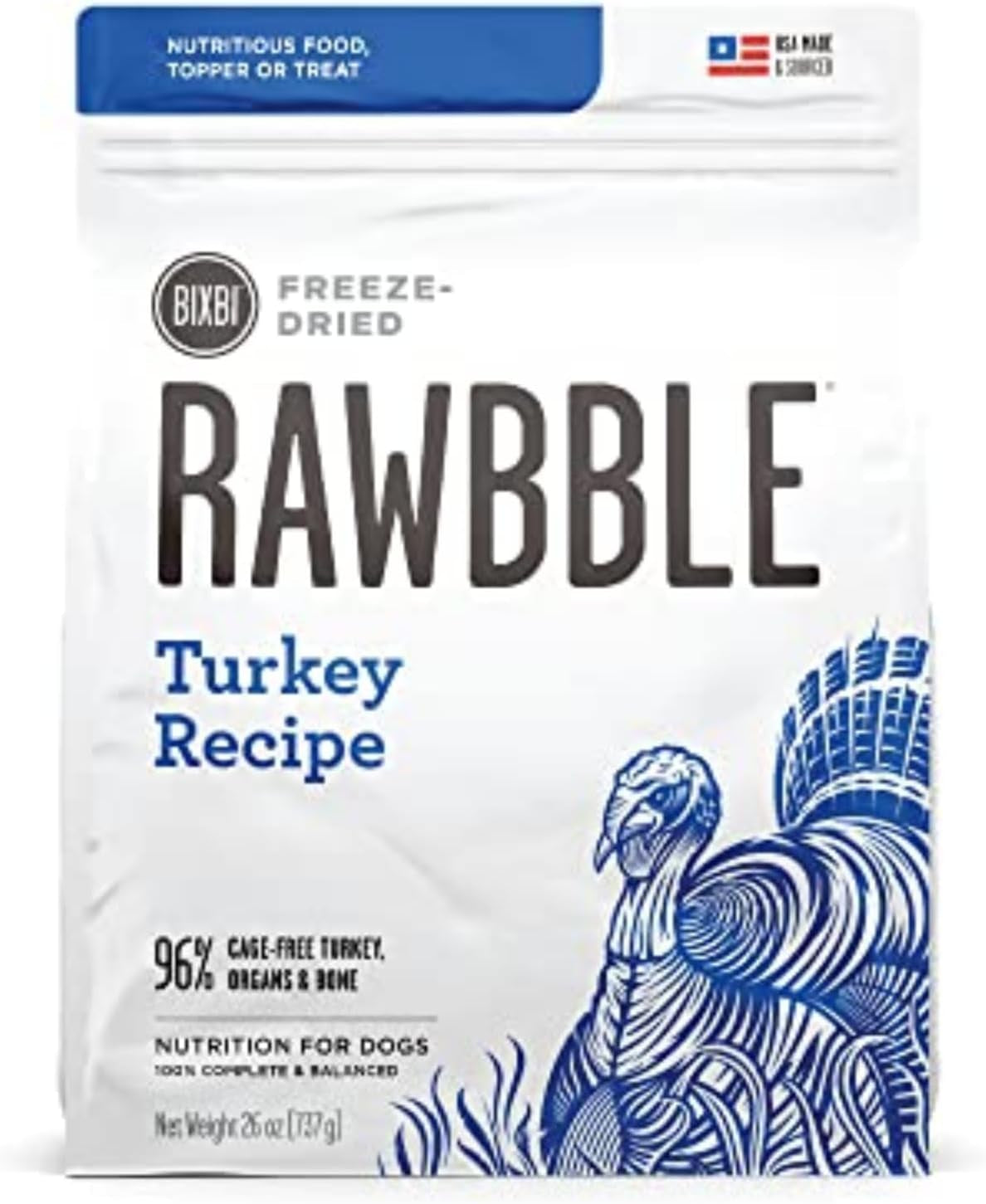 Liberty Freeze-Dried Dog Food Topper & Treats, Pork – 97% Meat & Organs, No Refrigeration – USA Made, 12 Oz