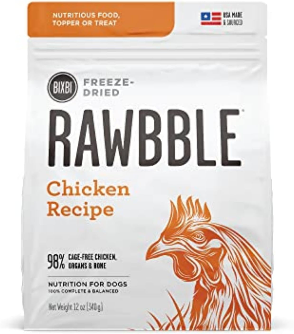 Liberty Freeze-Dried Dog Food Topper & Treats, Pork – 97% Meat & Organs, No Refrigeration – USA Made, 12 Oz