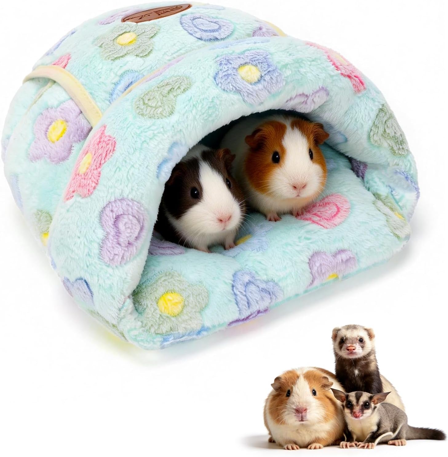 Guinea Pig Bed Cuddle Cave Warm Fleece Cozy House Bedding Sleeping Cushion Cage Nest for Small Animal Squirrel Chinchilla Hedgehog Cage Accessories Brown