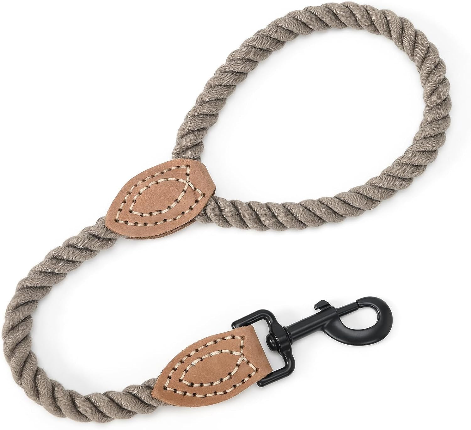 Dog Leash, Braided Cotton Rope Leashes with Leather Tailor Tip with Leather Tip - Heavy Duty Metal Clasp, 5FT, 1/2" Thick - Wedding, Walking Leash for Medium Large Dogs(Red)