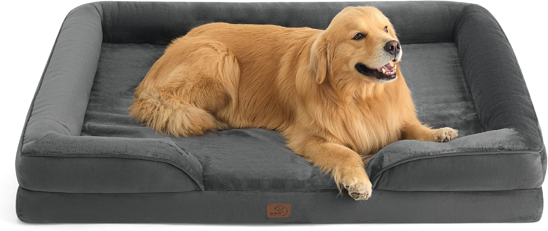 Orthopedic Dog Bed Medium Size Dogs - Washable Small Medium Dog Cat Bed Waterproof, Comfort Cats Couch Sofa with Washable Removable Cover, Pets Bed with Nonskid Bottom, Grey, 28"
