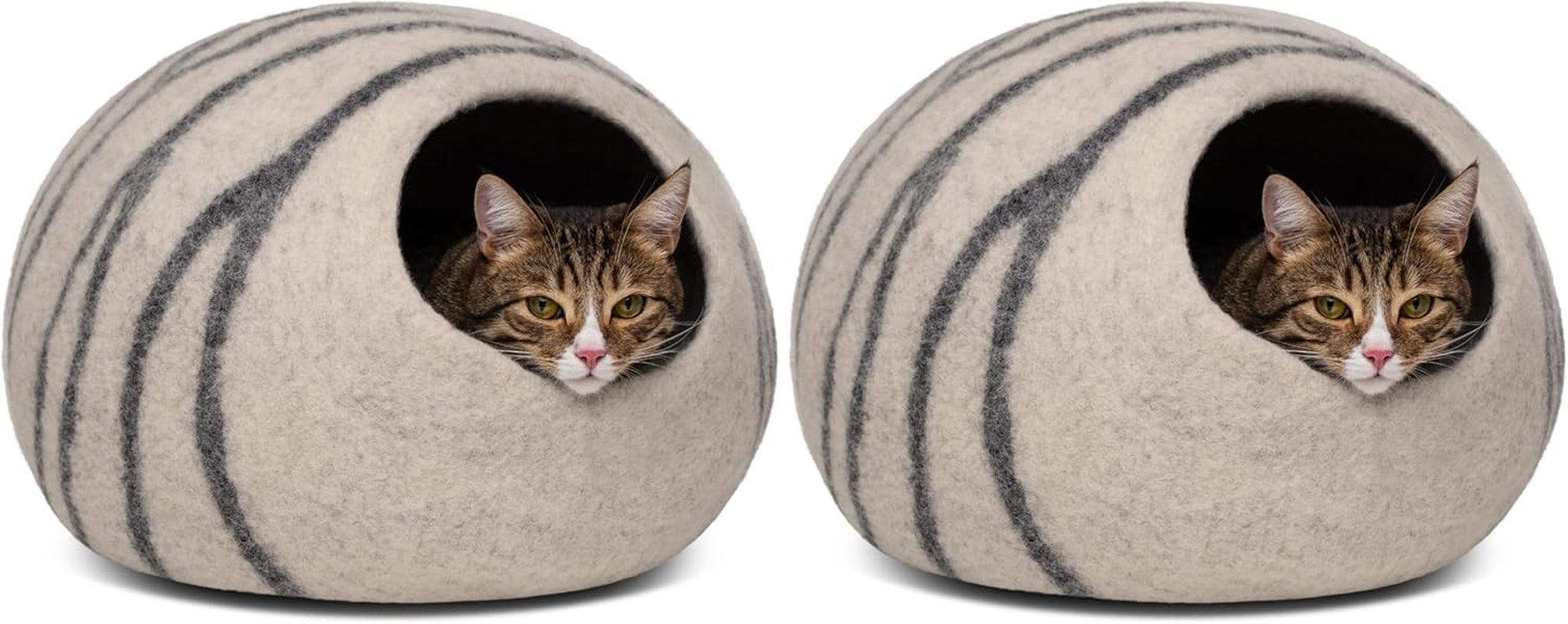 Cat Cave – Premium Felt Cat Bed for Indoor Cats, Handmade Merino Wool (Light Grey, Medium)