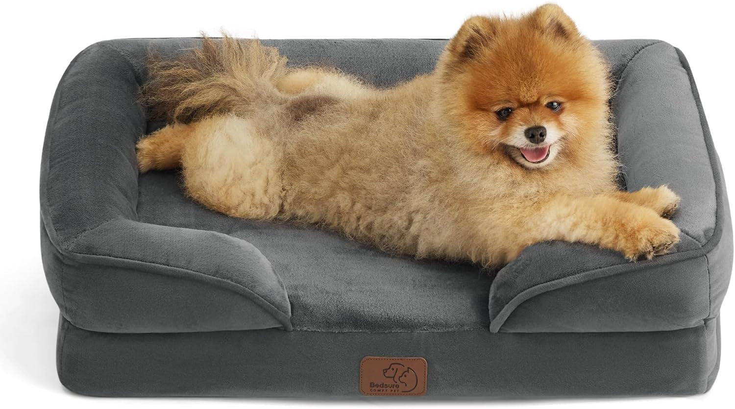 Orthopedic Dog Bed Medium Size Dogs - Washable Small Medium Dog Cat Bed Waterproof, Comfort Cats Couch Sofa with Washable Removable Cover, Pets Bed with Nonskid Bottom, Grey, 28"