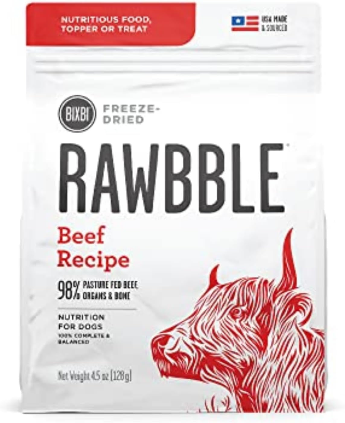 Liberty Freeze-Dried Dog Food Topper & Treats, Pork – 97% Meat & Organs, No Refrigeration – USA Made, 12 Oz
