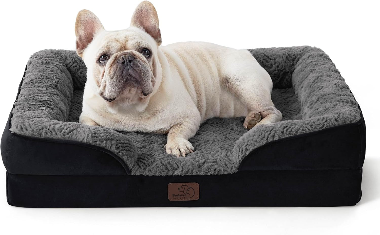 Orthopedic Dog Bed Medium Size Dogs - Washable Small Medium Dog Cat Bed Waterproof, Comfort Cats Couch Sofa with Washable Removable Cover, Pets Bed with Nonskid Bottom, Grey, 28"