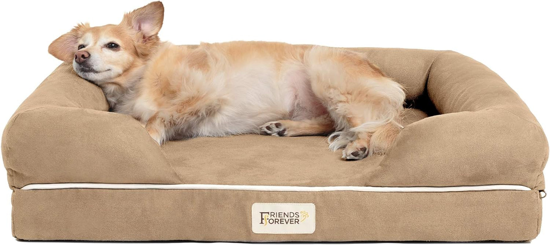 Chester Small Dog Bed - Orthopedic Memory Foam Mattress, Calming Couch, Wall Rim Pillow, Water Resistant, Washable Cover, Non-Slip, Cocoa Brown