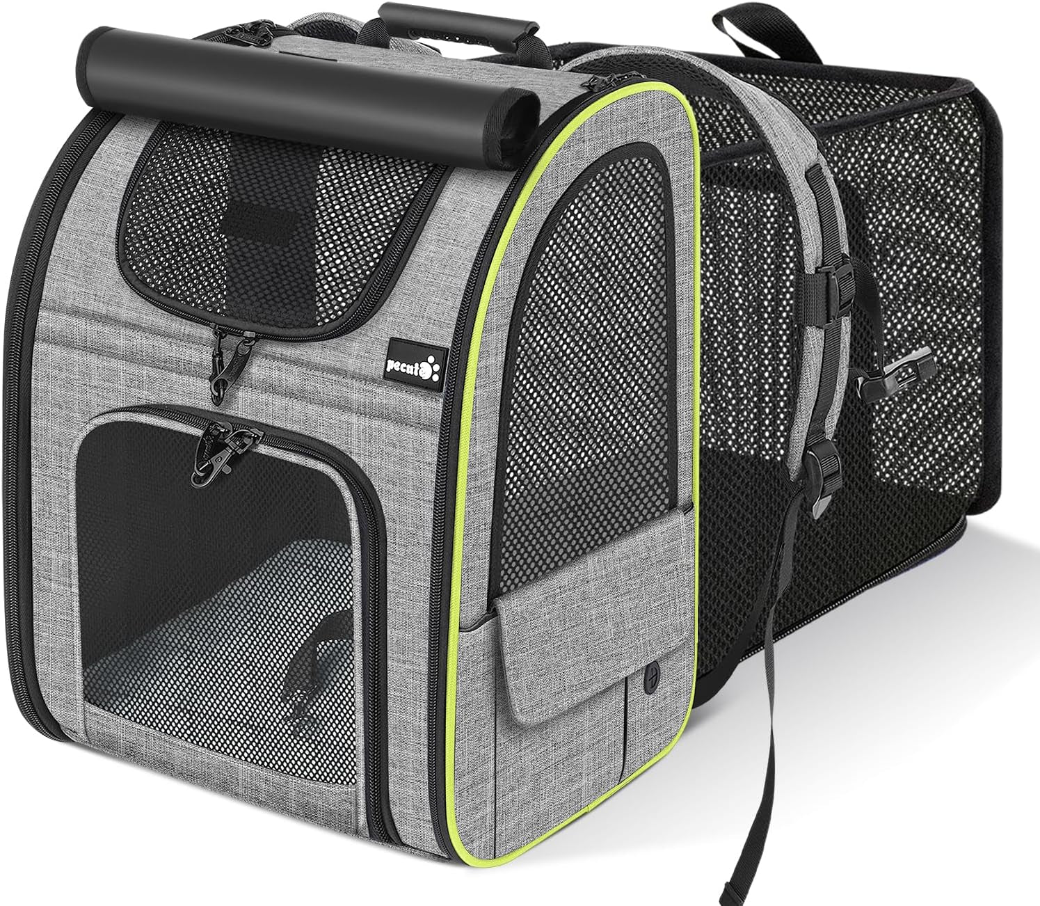 Cat Backpack Carrier Expandable, Pet Backpack for Cats & Small Dogs up to 11Lbs, with 4-Side Breathable Mesh, Multi-Entry & Lockable Zippers for Travel, Hiking, Camping - Hands Free, Blue