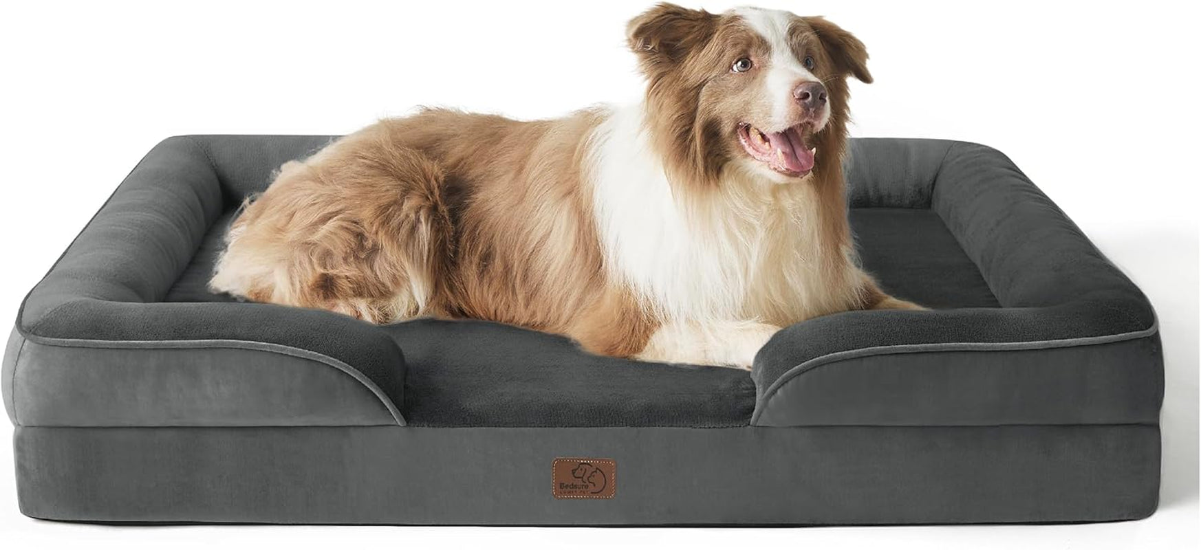 Orthopedic Dog Bed Medium Size Dogs - Washable Small Medium Dog Cat Bed Waterproof, Comfort Cats Couch Sofa with Washable Removable Cover, Pets Bed with Nonskid Bottom, Grey, 28"