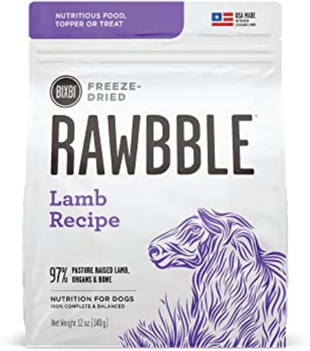 Liberty Freeze-Dried Dog Food Topper & Treats, Pork – 97% Meat & Organs, No Refrigeration – USA Made, 12 Oz