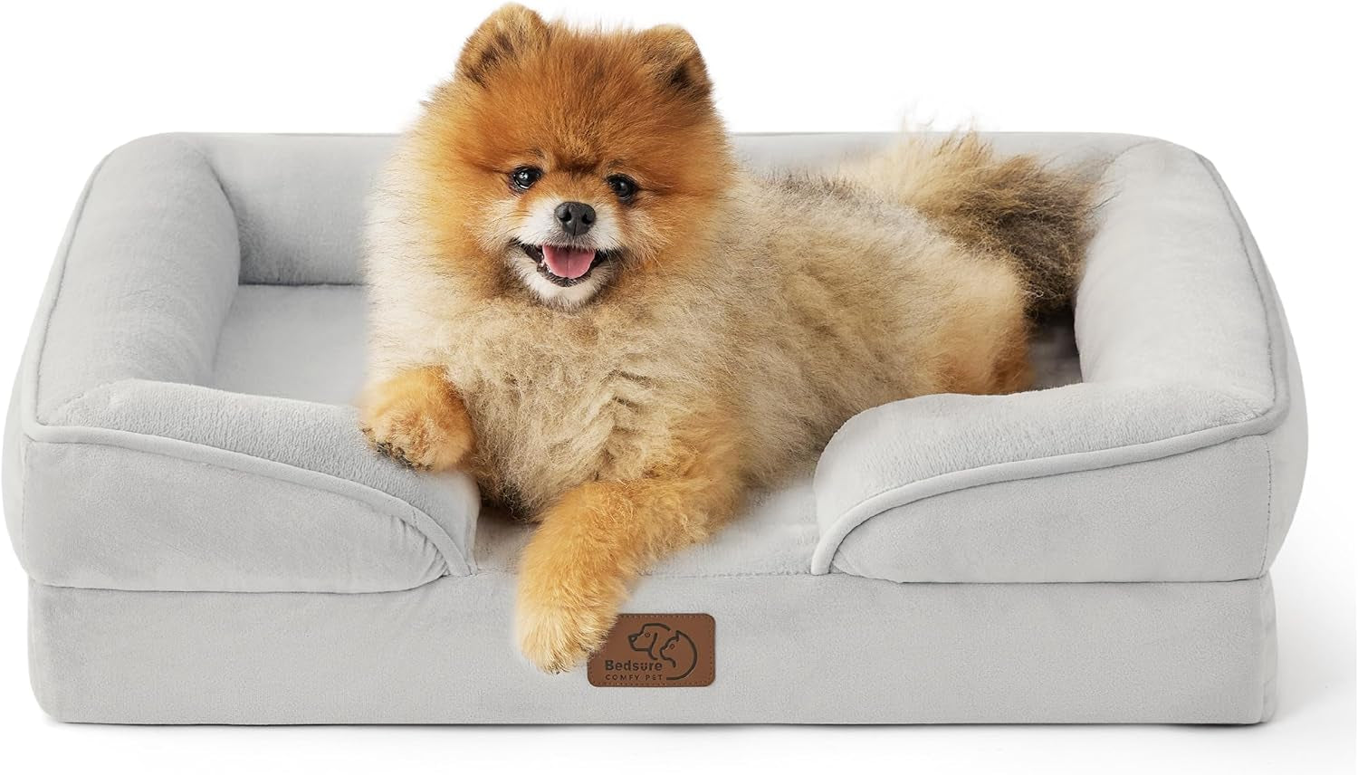 Orthopedic Dog Bed Medium Size Dogs - Washable Small Medium Dog Cat Bed Waterproof, Comfort Cats Couch Sofa with Washable Removable Cover, Pets Bed with Nonskid Bottom, Grey, 28"
