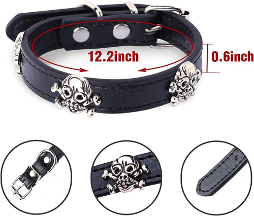 2 Pieces Pet Pirate Hat with Skull Studded Pet Leather Collar Pirate Cosplay Costume Accessories Photo Props for Cat Dog Puppy Halloween Dressing up (B)