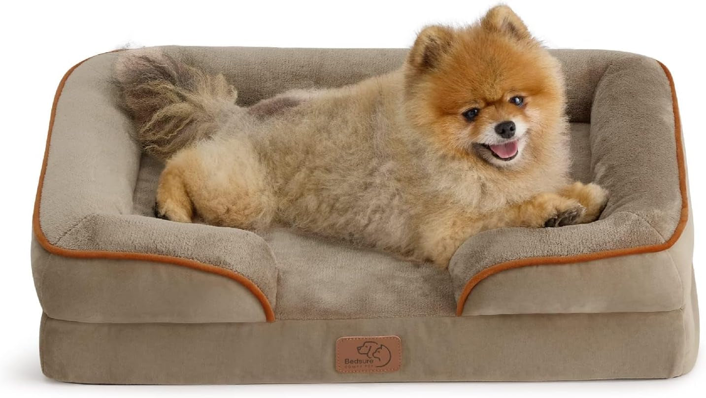 Orthopedic Dog Bed Medium Size Dogs - Washable Small Medium Dog Cat Bed Waterproof, Comfort Cats Couch Sofa with Washable Removable Cover, Pets Bed with Nonskid Bottom, Grey, 28"
