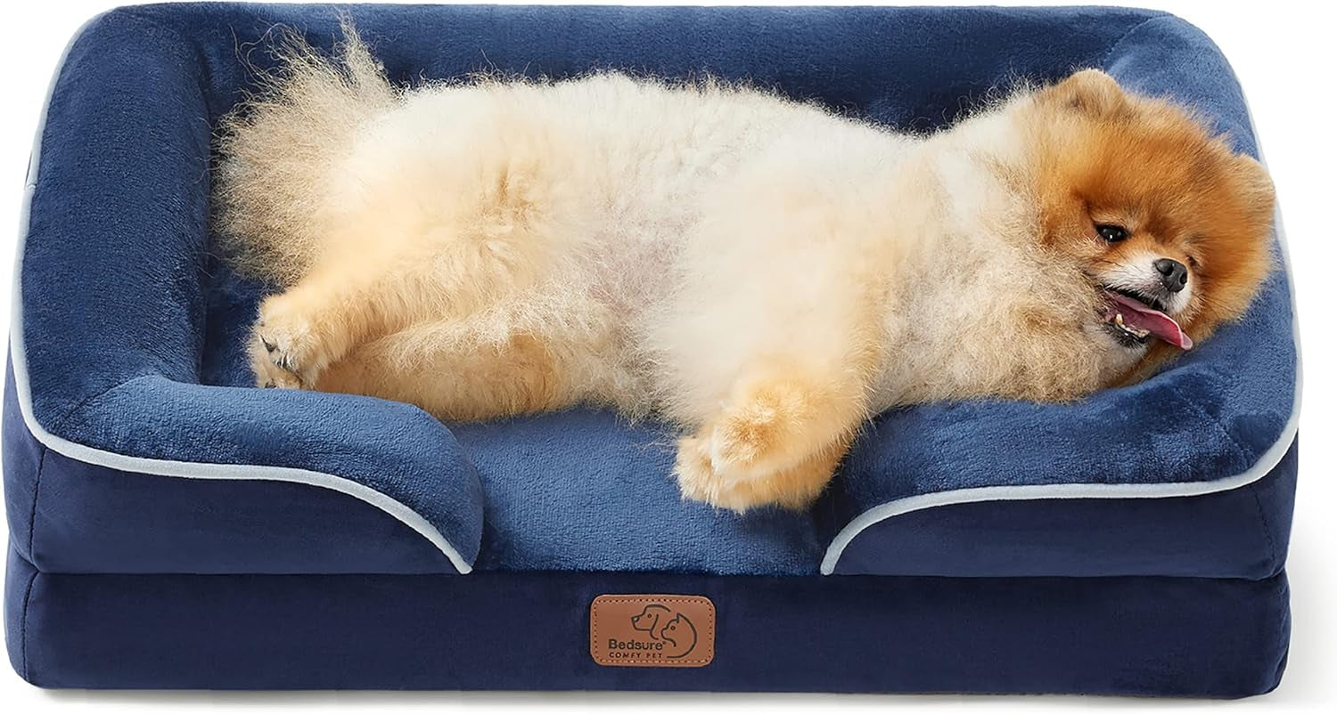 Orthopedic Dog Bed Medium Size Dogs - Washable Small Medium Dog Cat Bed Waterproof, Comfort Cats Couch Sofa with Washable Removable Cover, Pets Bed with Nonskid Bottom, Grey, 28"