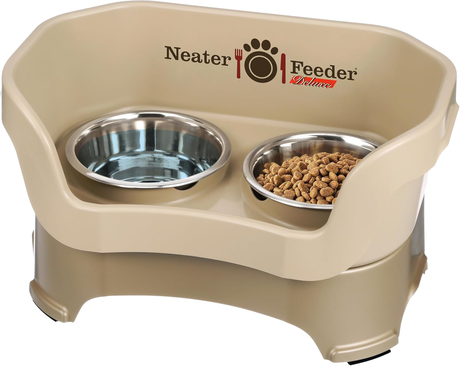 Neater Feeder Deluxe Mess-Proof Elevated Dog Bowls for Large Dogs (40+ Lbs), 2 Height Adjustable (14.5” & 17.5”) No-Spill Raised Dog Bowl Stand, Stainless Steel Food Bowl Set, Made in USA, Black
