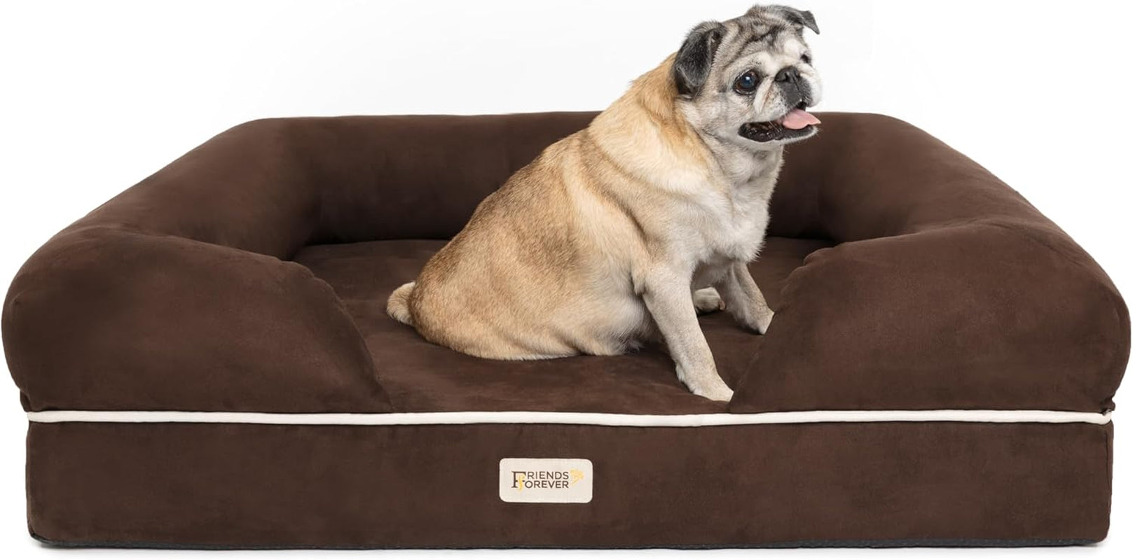 Chester Small Dog Bed - Orthopedic Memory Foam Mattress, Calming Couch, Wall Rim Pillow, Water Resistant, Washable Cover, Non-Slip, Cocoa Brown