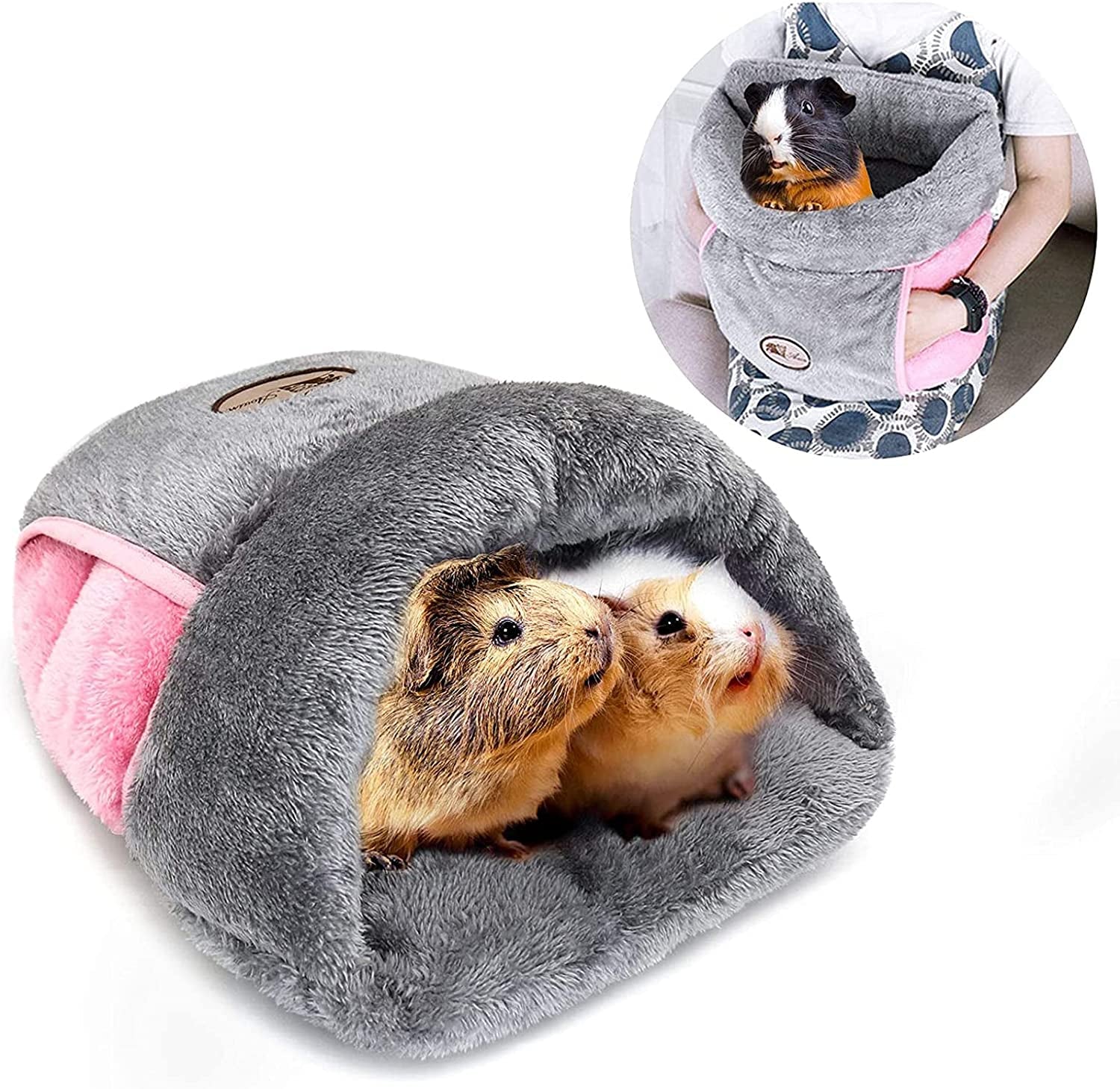 Guinea Pig Bed Cuddle Cave Warm Fleece Cozy House Bedding Sleeping Cushion Cage Nest for Small Animal Squirrel Chinchilla Hedgehog Cage Accessories Brown