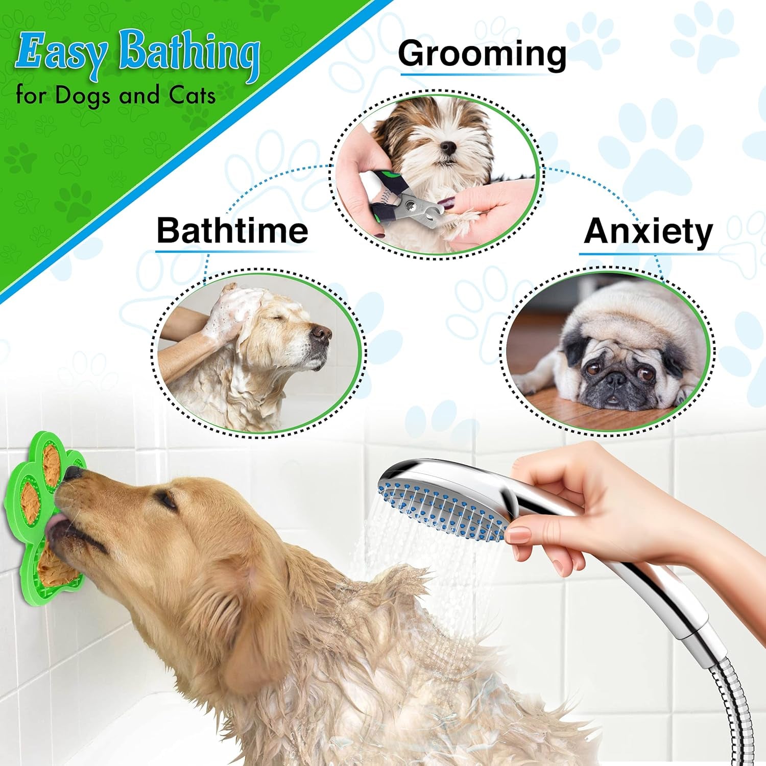 Superfunstuffs Dog Nail Clippers - Dog and Cat Pet Nail Trimmers with Nail File | Grooming Tool for Pets with Lick Mat - Professional Nail Clippers for Small Medium Large Breeds, Green