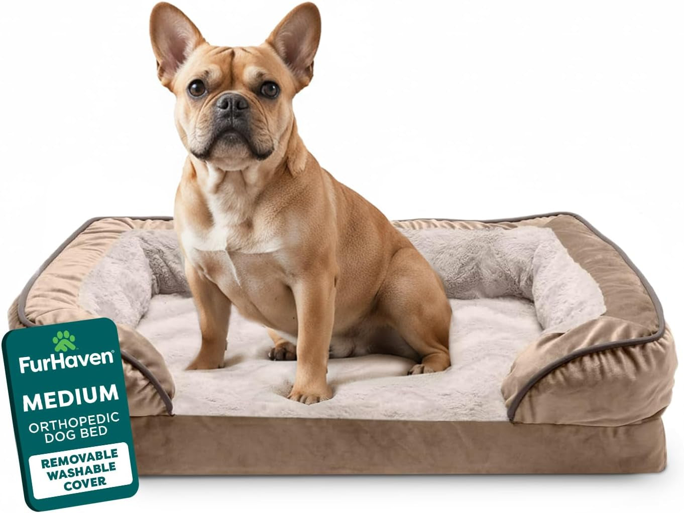 Soft, Orthopedic Foam Perfect Comfort Dog Bed with Washable & Removable Cover -Velvet Waves - Granite Gray, Dogs up to 55 Lbs - Large
