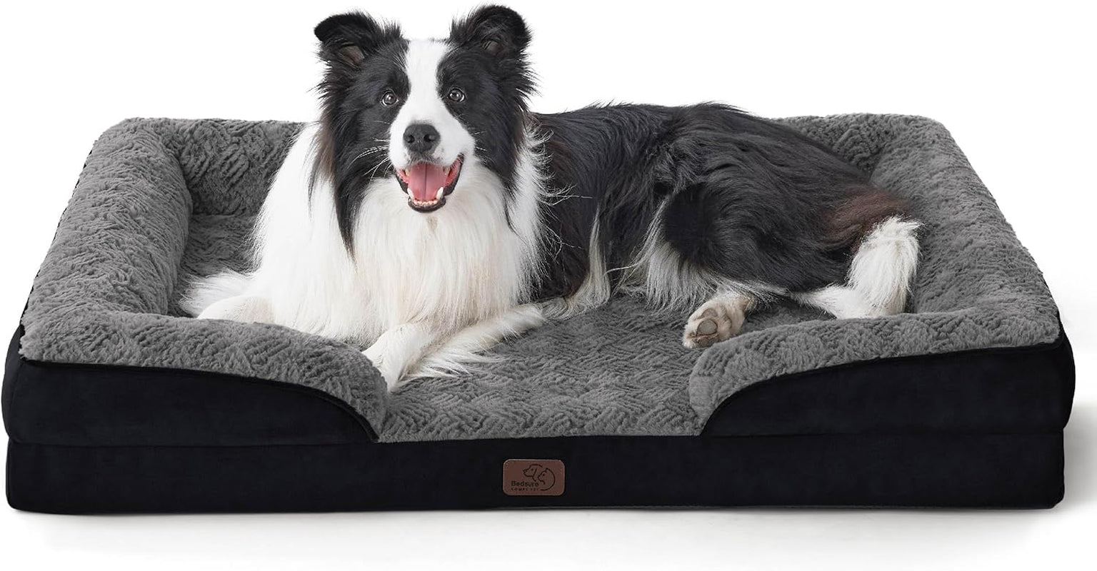 Orthopedic Dog Bed Medium Size Dogs - Washable Small Medium Dog Cat Bed Waterproof, Comfort Cats Couch Sofa with Washable Removable Cover, Pets Bed with Nonskid Bottom, Grey, 28"