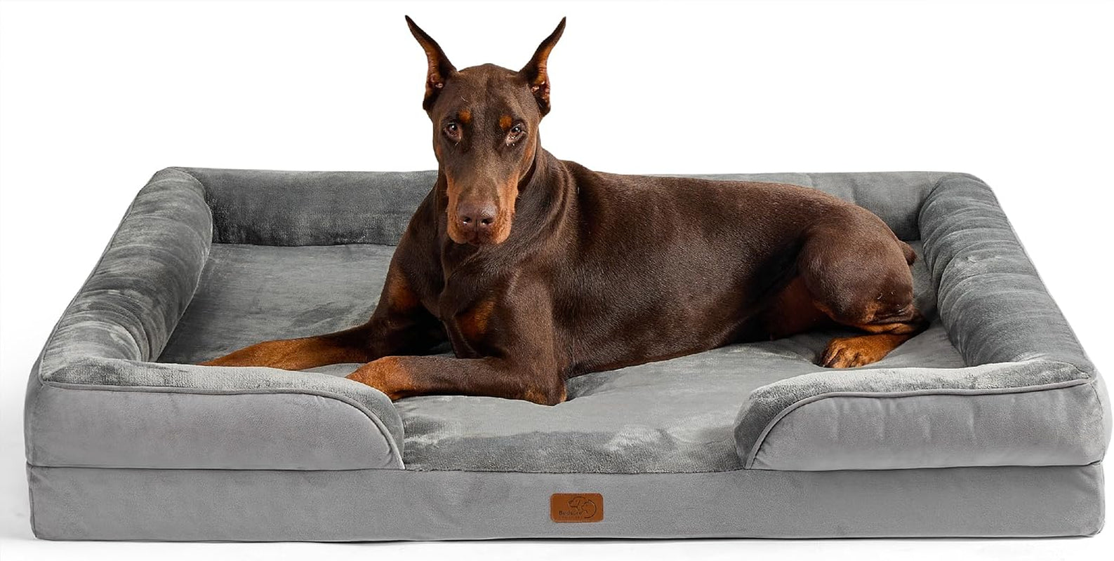 Orthopedic Dog Bed Medium Size Dogs - Washable Small Medium Dog Cat Bed Waterproof, Comfort Cats Couch Sofa with Washable Removable Cover, Pets Bed with Nonskid Bottom, Grey, 28"