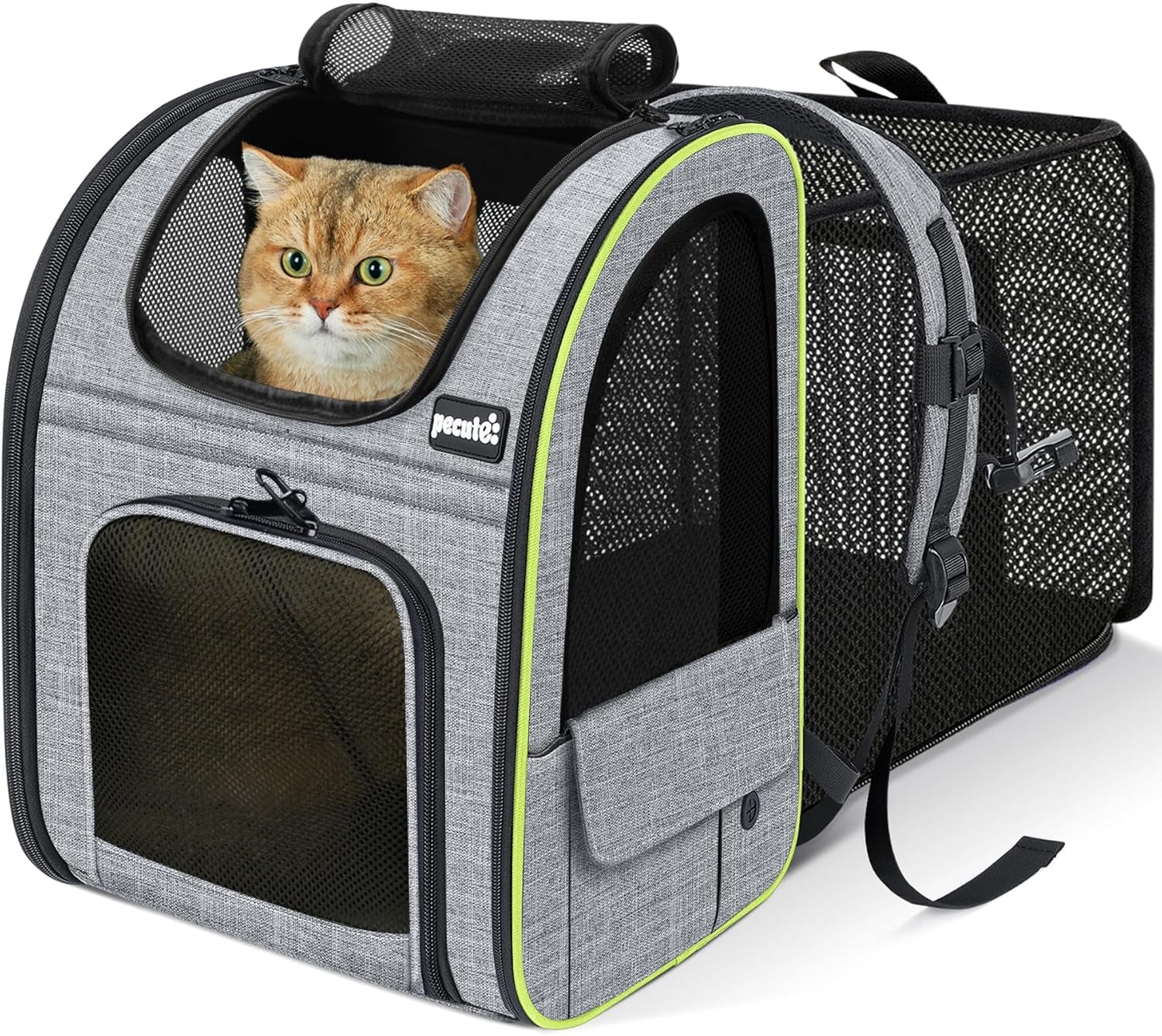 Cat Backpack Carrier Expandable, Pet Backpack for Cats & Small Dogs up to 11Lbs, with 4-Side Breathable Mesh, Multi-Entry & Lockable Zippers for Travel, Hiking, Camping - Hands Free, Blue