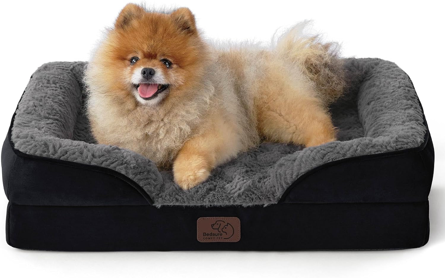 Orthopedic Dog Bed Medium Size Dogs - Washable Small Medium Dog Cat Bed Waterproof, Comfort Cats Couch Sofa with Washable Removable Cover, Pets Bed with Nonskid Bottom, Grey, 28"