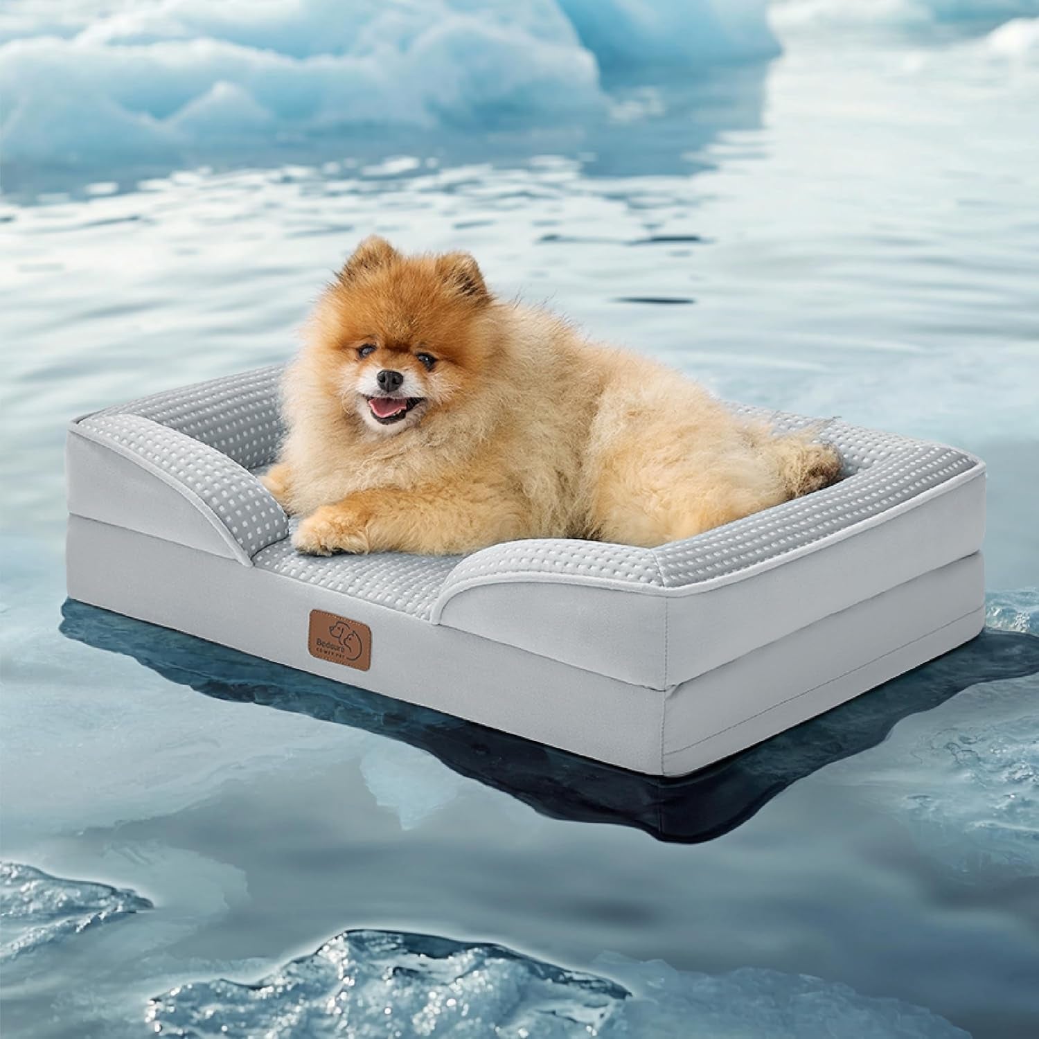 Orthopedic Dog Bed Medium Size Dogs - Washable Small Medium Dog Cat Bed Waterproof, Comfort Cats Couch Sofa with Washable Removable Cover, Pets Bed with Nonskid Bottom, Grey, 28"