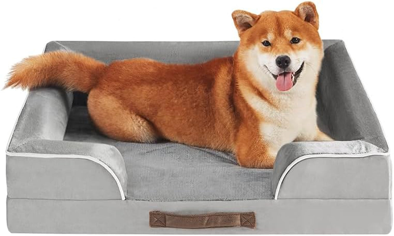 Chester Small Dog Bed - Orthopedic Memory Foam Mattress, Calming Couch, Wall Rim Pillow, Water Resistant, Washable Cover, Non-Slip, Cocoa Brown