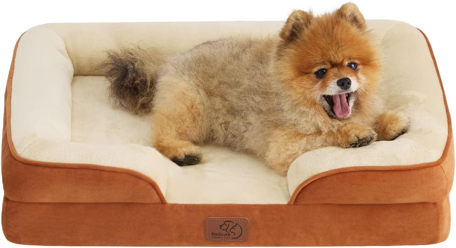 Orthopedic Dog Bed Medium Size Dogs - Washable Small Medium Dog Cat Bed Waterproof, Comfort Cats Couch Sofa with Washable Removable Cover, Pets Bed with Nonskid Bottom, Grey, 28"