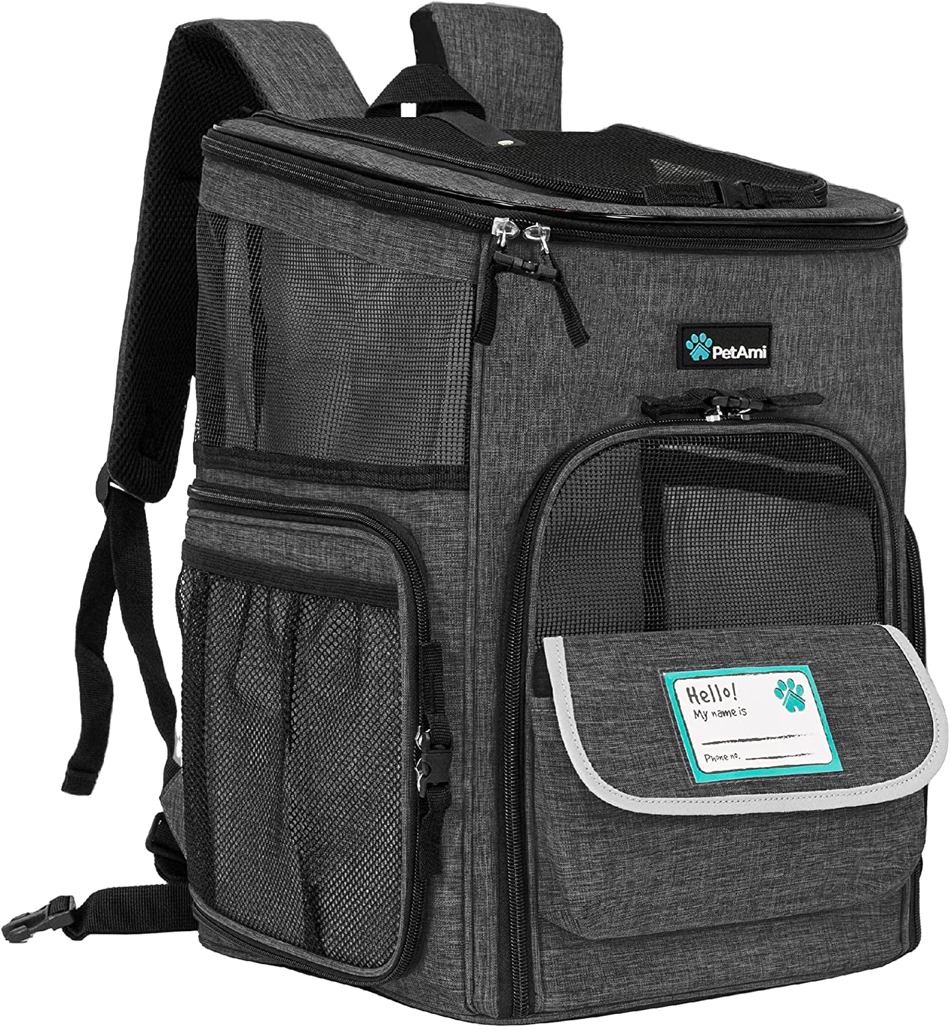 Dog Backpack Carrier, Airline Approved Cat Backpacks for Carrying Small Large Cats, Pet Carrier Back Pack, Ventilated Soft Sided for Travel, Hiking, Camping, Max 18 Lbs, Navy